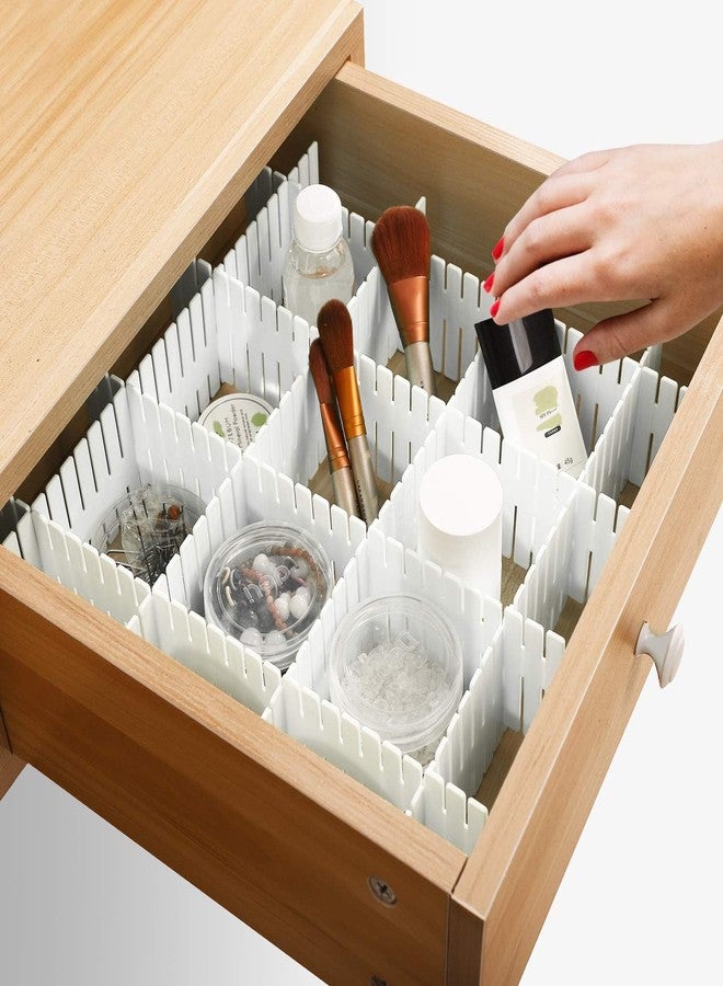 NYALKARAN Adjustable Drawer Divider Set for Home and Office Organization. Customizable, Interlocking Design for Clutter-Free Storage in Drawers and cabinets (WHITE, SET OF 12) - Image 4